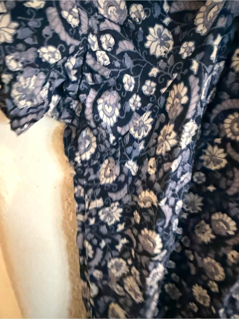 Lucky Brand Womens Shirt Blouse Blue Floral Short Sleeve Lace Plus Size 3X